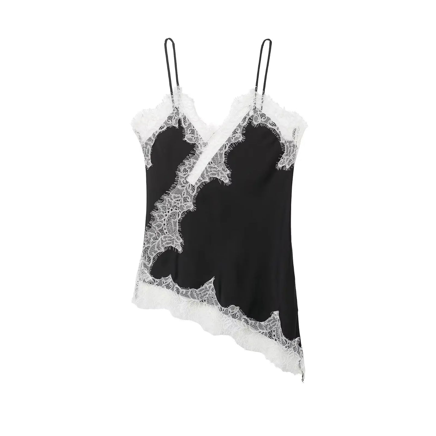 HH Sexy Women Asymmetrical Lace Slip Top