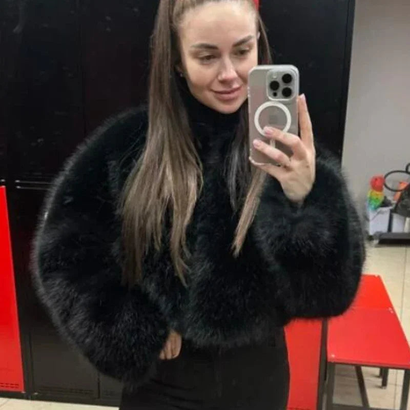 Clearance Fur Coat Women Warm Furry Long Sleeve Loose V-neek Female Outwear Autumn Winter Fashion Street All Match Lady Overcoat