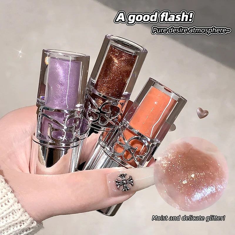 Gege Bear Sparkling Mirror Water Lip Gloss,hydrating and moisturizing Lip Gloss makeup, long-lasting color display lipstick gift