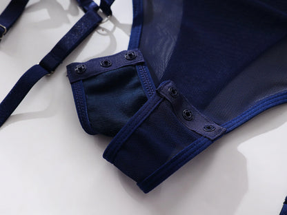 Ellolace Tight Fitting Lace Bodysuit Sexy See Through Erotic Body With Gloves Garter Night Club Outfit Sissy Crotchless Mesh Top