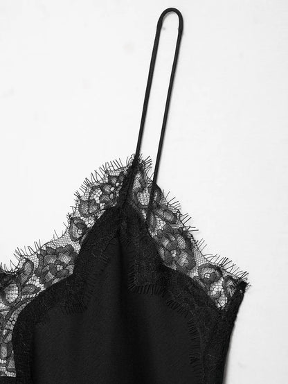 HH Sexy Women Asymmetrical Lace Slip Tops Summer Female Backless Sleeveless Off Shoulder Underwear Tanks Elegant Beach Camisole