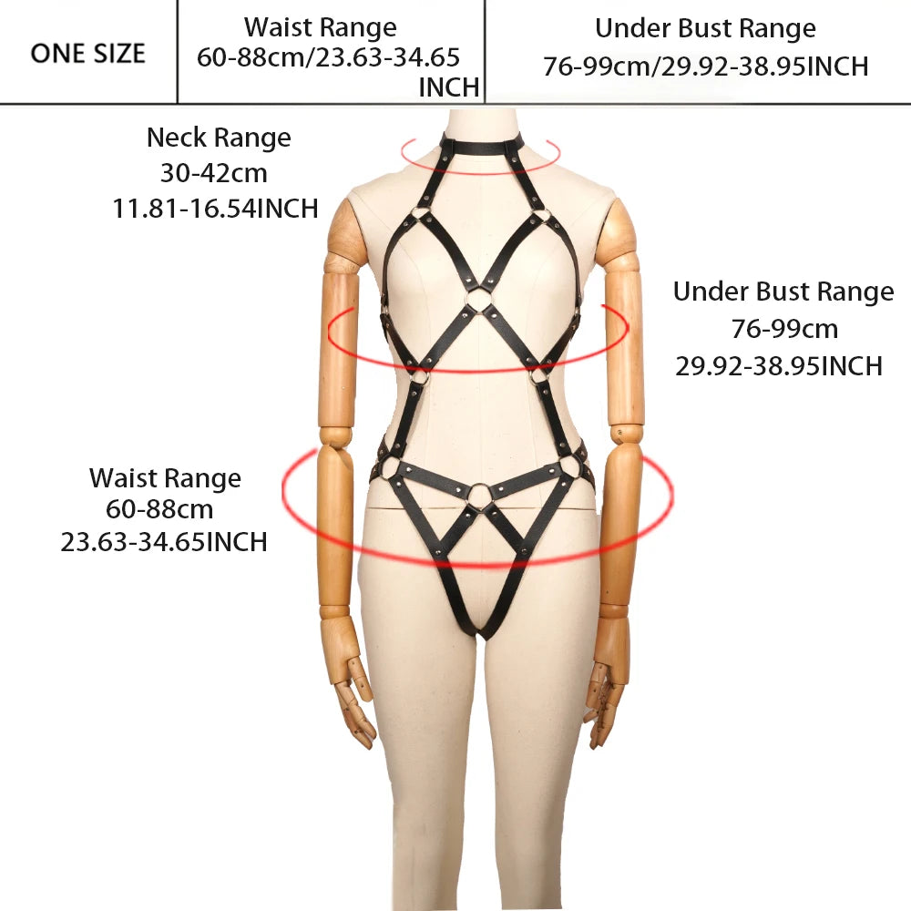 Women Sexy Pu Leather Full Body Harness Belt Waist Corset Belt Bondage Bdsm Woman Wear Gothic Fetish Clothing Exotic Accessories