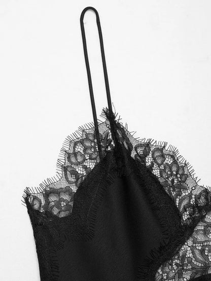 HH Sexy Women Asymmetrical Lace Slip Tops Summer Female Backless Sleeveless Off Shoulder Underwear Tanks Elegant Beach Camisole