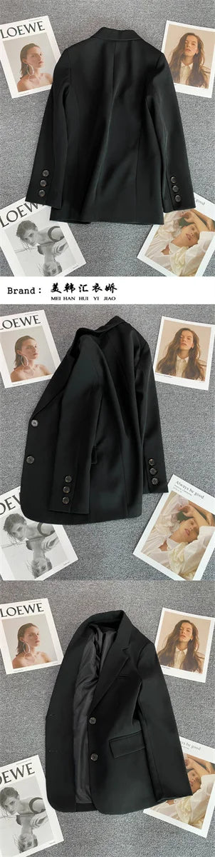 Women Jacket New in Korean Fashion Small Suit Top Brown Suit Coat Clothes Loose Straight Temperament Slim Blazer for Women Chic