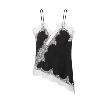 HH Sexy Women Asymmetrical Lace Slip Top