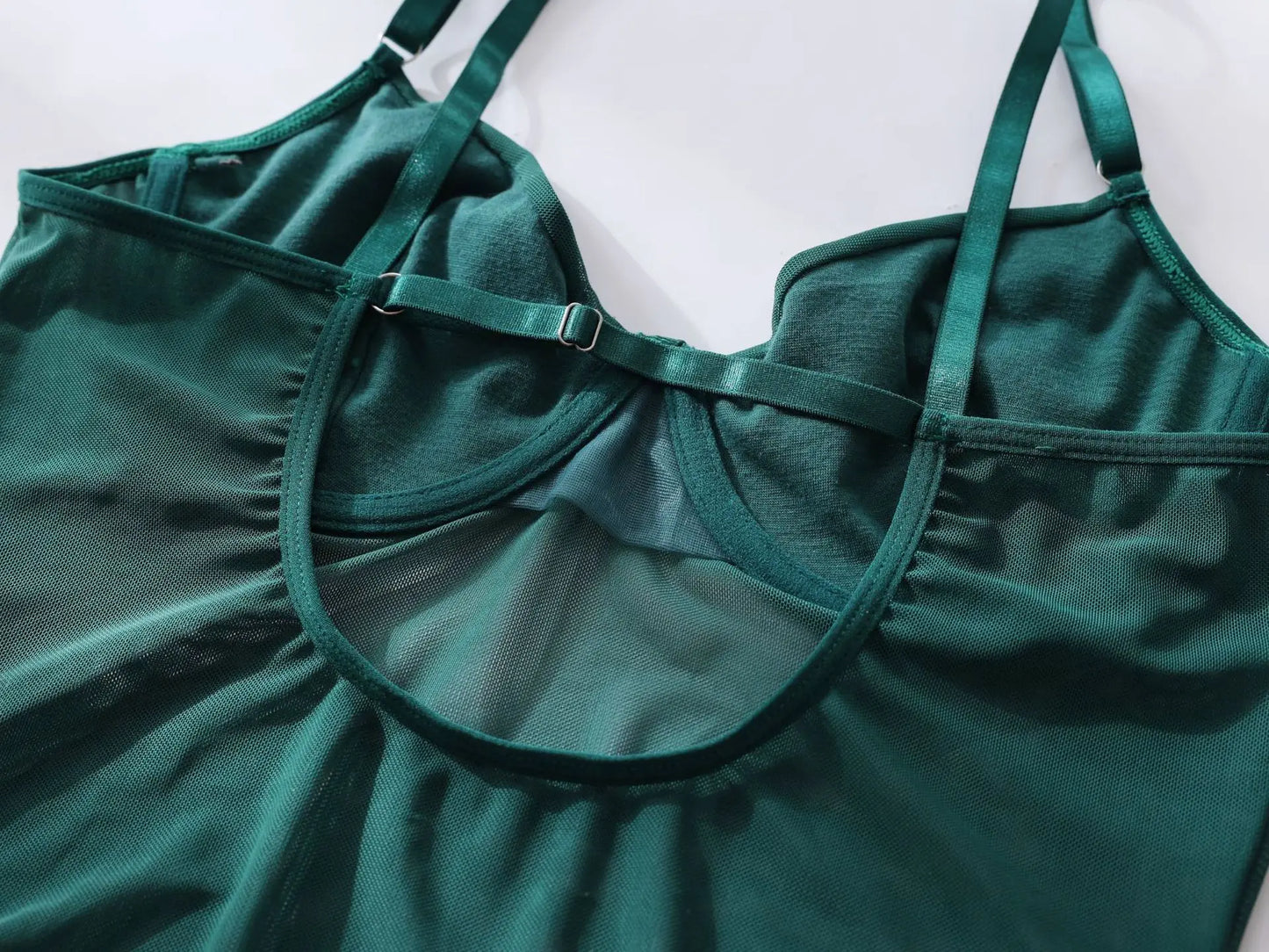 Ellolace Tight Fitting Lace Bodysuit Sexy See Through Erotic Body With Gloves Garter Night Club Outfit Sissy Crotchless Mesh Top