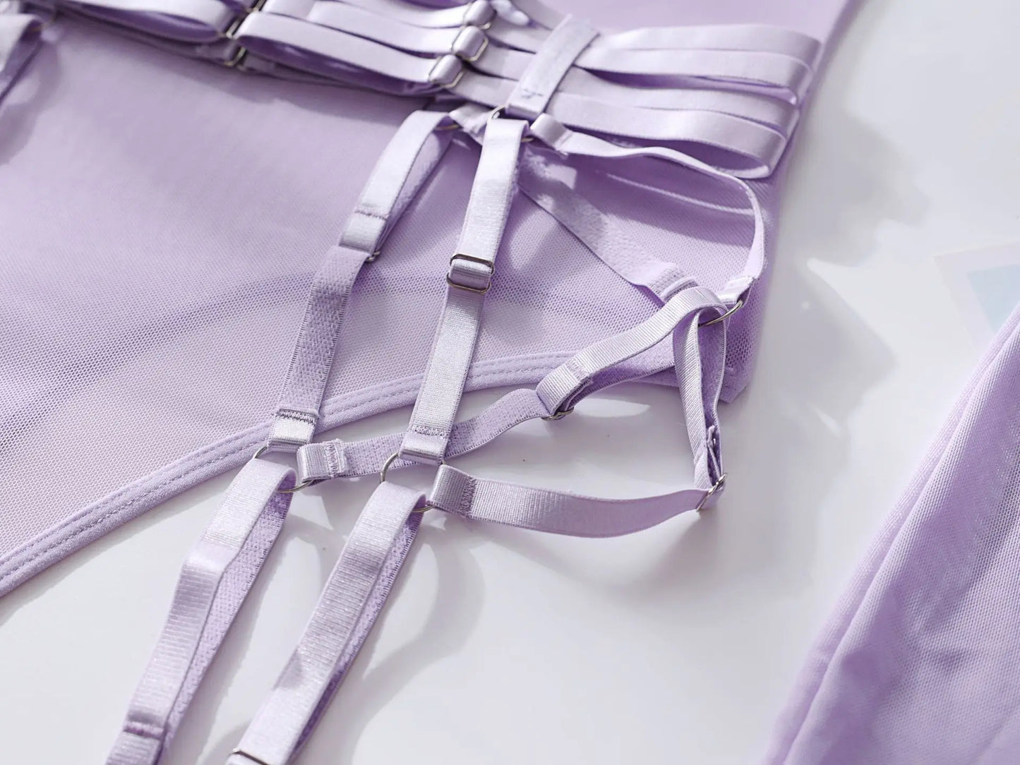 Ellolace Tight Fitting Lace Bodysuit Sexy See Through Erotic Body With Gloves Garter Night Club Outfit Sissy Crotchless Mesh Top