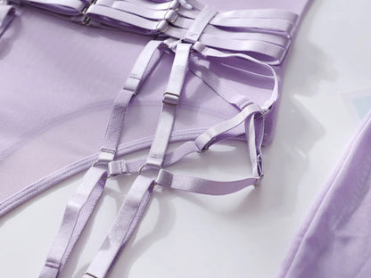 Ellolace Tight Fitting Lace Bodysuit Sexy See Through Erotic Body With Gloves Garter Night Club Outfit Sissy Crotchless Mesh Top