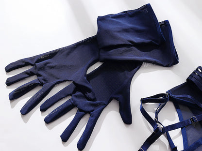 Ellolace Tight Fitting Lace Bodysuit Sexy See Through Erotic Body With Gloves Garter Night Club Outfit Sissy Crotchless Mesh Top