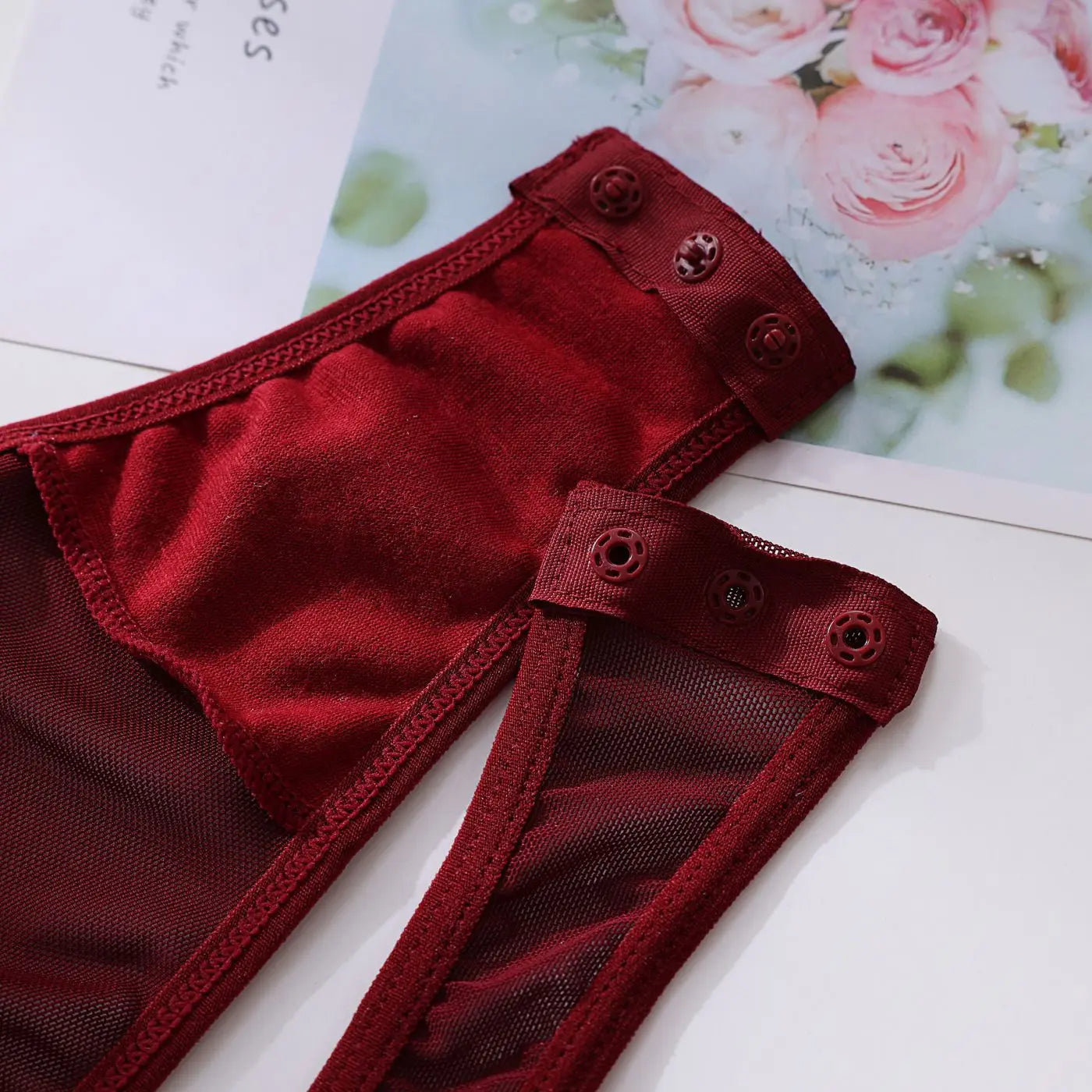 Ellolace Tight Fitting Lace Bodysuit Sexy See Through Erotic Body With Gloves Garter Night Club Outfit Sissy Crotchless Mesh Top