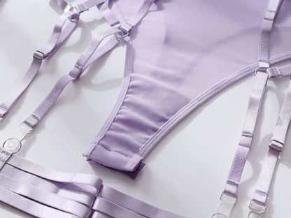 Ellolace Tight Fitting Lace Bodysuit Sexy See Through Erotic Body With Gloves Garter Night Club Outfit Sissy Crotchless Mesh Top