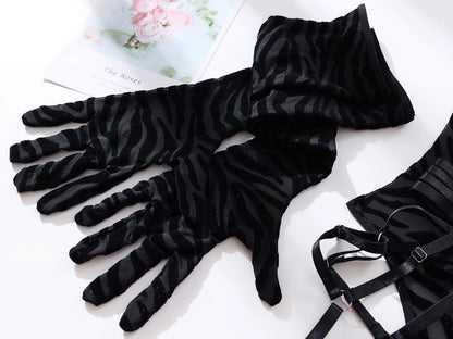 Ellolace Tight Fitting Lace Bodysuit Sexy See Through Erotic Body With Gloves Garter Night Club Outfit Sissy Crotchless Mesh Top