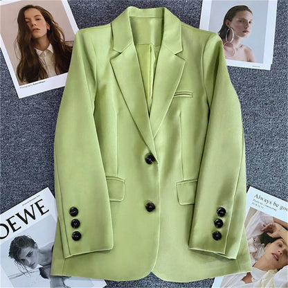 Women Jacket New in Korean Fashion Small Suit Top Brown Suit Coat Clothes Loose Straight Temperament Slim Blazer for Women Chic