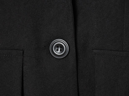 Women Elegant Lace Hem Black Suit Coat Fashion V-neck Single Breasted Slim Fit Blazer 2026 New Spring Office Lady Blazer Outwear