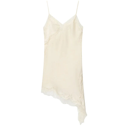 Women's Lace Asymmetric Dress Sexy Midi Slip Dress Chic