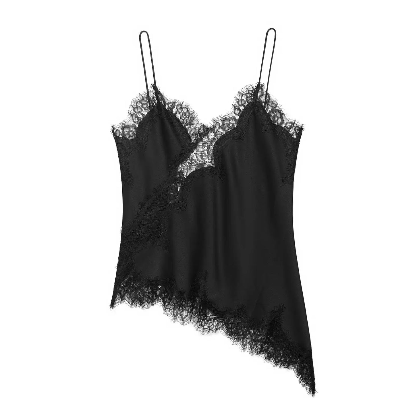 HH Sexy Women Asymmetrical Lace Slip Tops Summer Female Backless Sleeveless Off Shoulder Underwear Tanks Elegant Beach Camisole