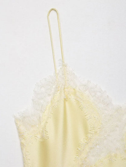 HH Sexy Women Asymmetrical Lace Slip Tops Summer Female Backless Sleeveless Off Shoulder Underwear Tanks Elegant Beach Camisole