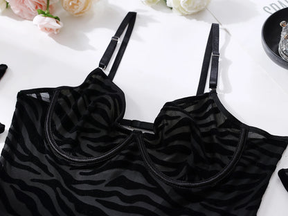 Ellolace Tight Fitting Lace Bodysuit Sexy See Through Erotic Body With Gloves Garter Night Club Outfit Sissy Crotchless Mesh Top