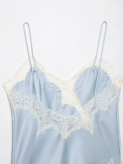 HH Sexy Women Asymmetrical Lace Slip Tops Summer Female Backless Sleeveless Off Shoulder Underwear Tanks Elegant Beach Camisole