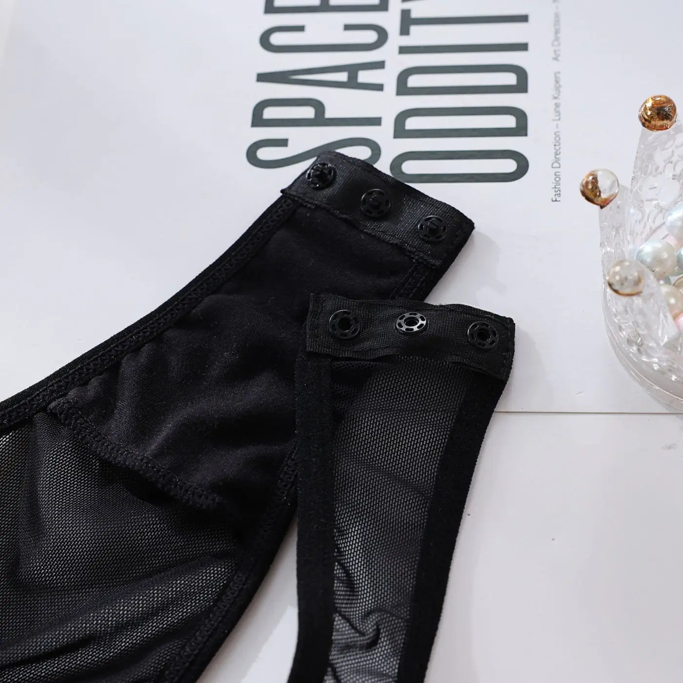 Ellolace Tight Fitting Lace Bodysuit Sexy See Through Erotic Body With Gloves Garter Night Club Outfit Sissy Crotchless Mesh Top