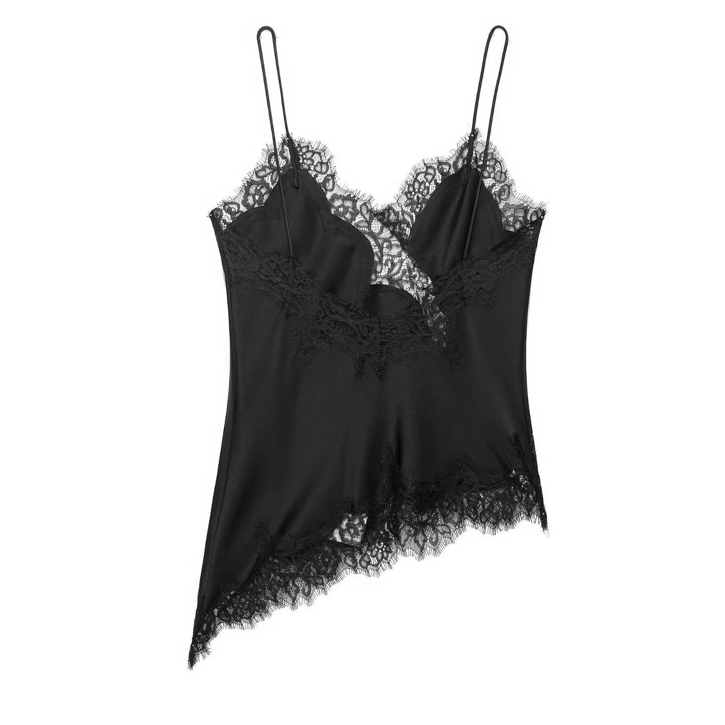 HH Sexy Women Asymmetrical Lace Slip Tops Summer Female Backless Sleeveless Off Shoulder Underwear Tanks Elegant Beach Camisole