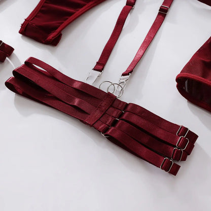 Ellolace Tight Fitting Lace Bodysuit Sexy See Through Erotic Body With Gloves Garter Night Club Outfit Sissy Crotchless Mesh Top