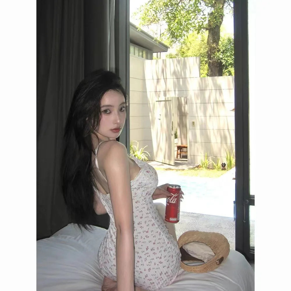 Women Sexy  Floral Print Bodysuit Lace Trim Sleeveless Slim Fit Leotard Summer Jumpsuit Romper Sexy Underwear Nightwear Lingerie