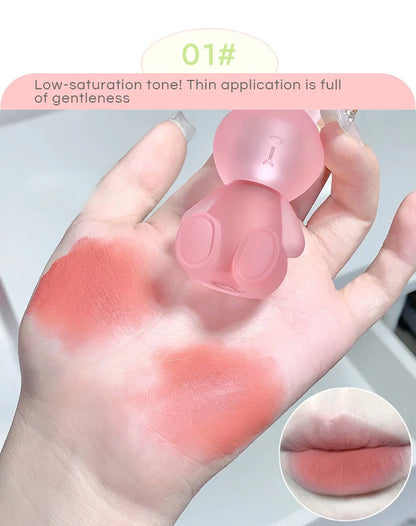 Gege Bear Rabbit Lip Glaze, Matte Velvet Lip Clay Long-lasting Color Non-drying Lipstick
