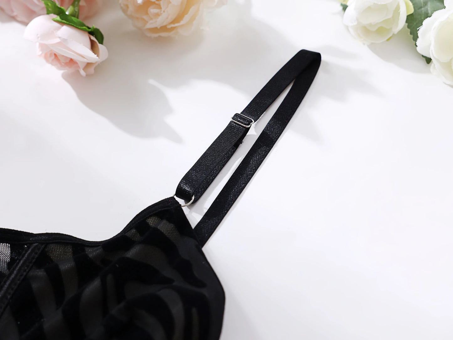 Ellolace Tight Fitting Lace Bodysuit Sexy See Through Erotic Body With Gloves Garter Night Club Outfit Sissy Crotchless Mesh Top