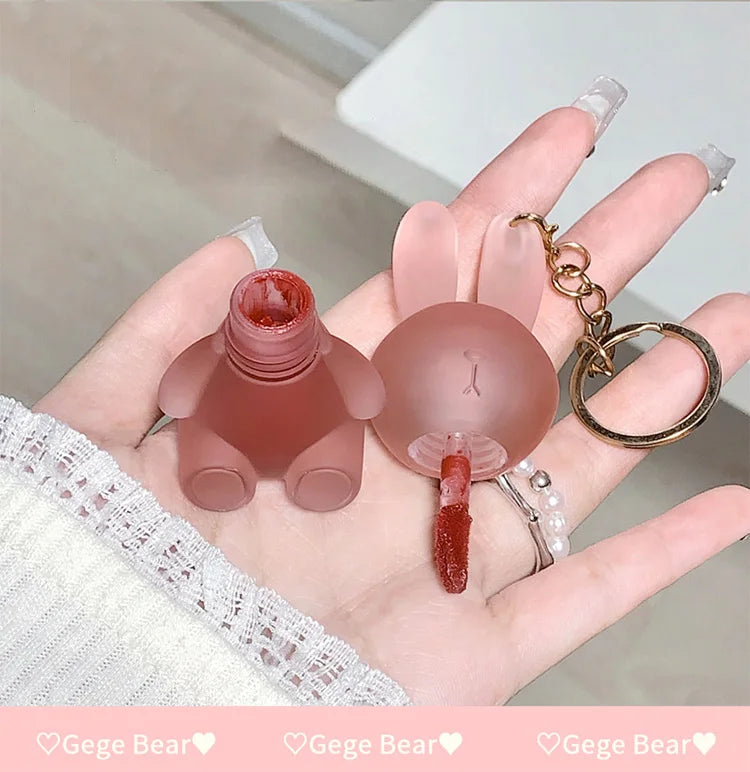 Gege Bear Rabbit Lip Glaze, Matte Velvet Lip Clay Long-lasting Color Non-drying Lipstick
