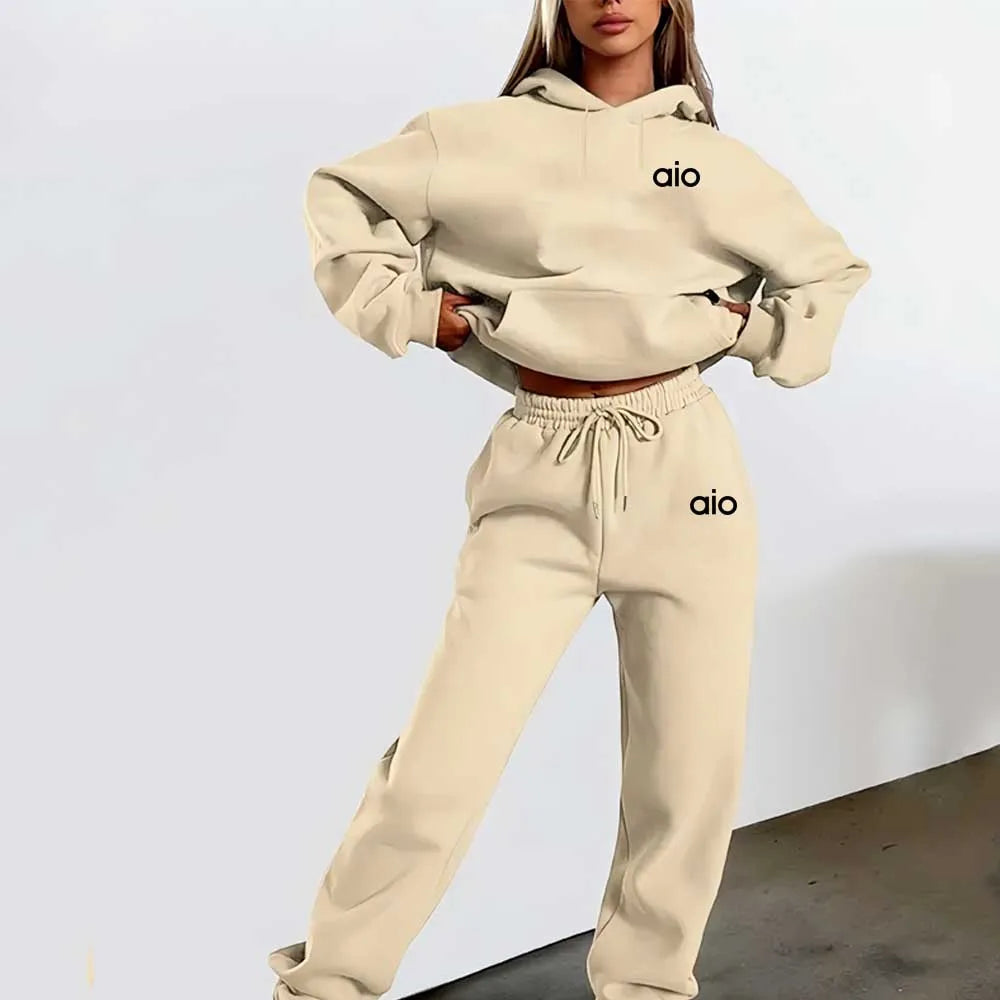 Women's Letter Pattern Print Suit, High-End Fashion, Street-Style, Age-Reducing Plus, Casual, Autumn, Winter