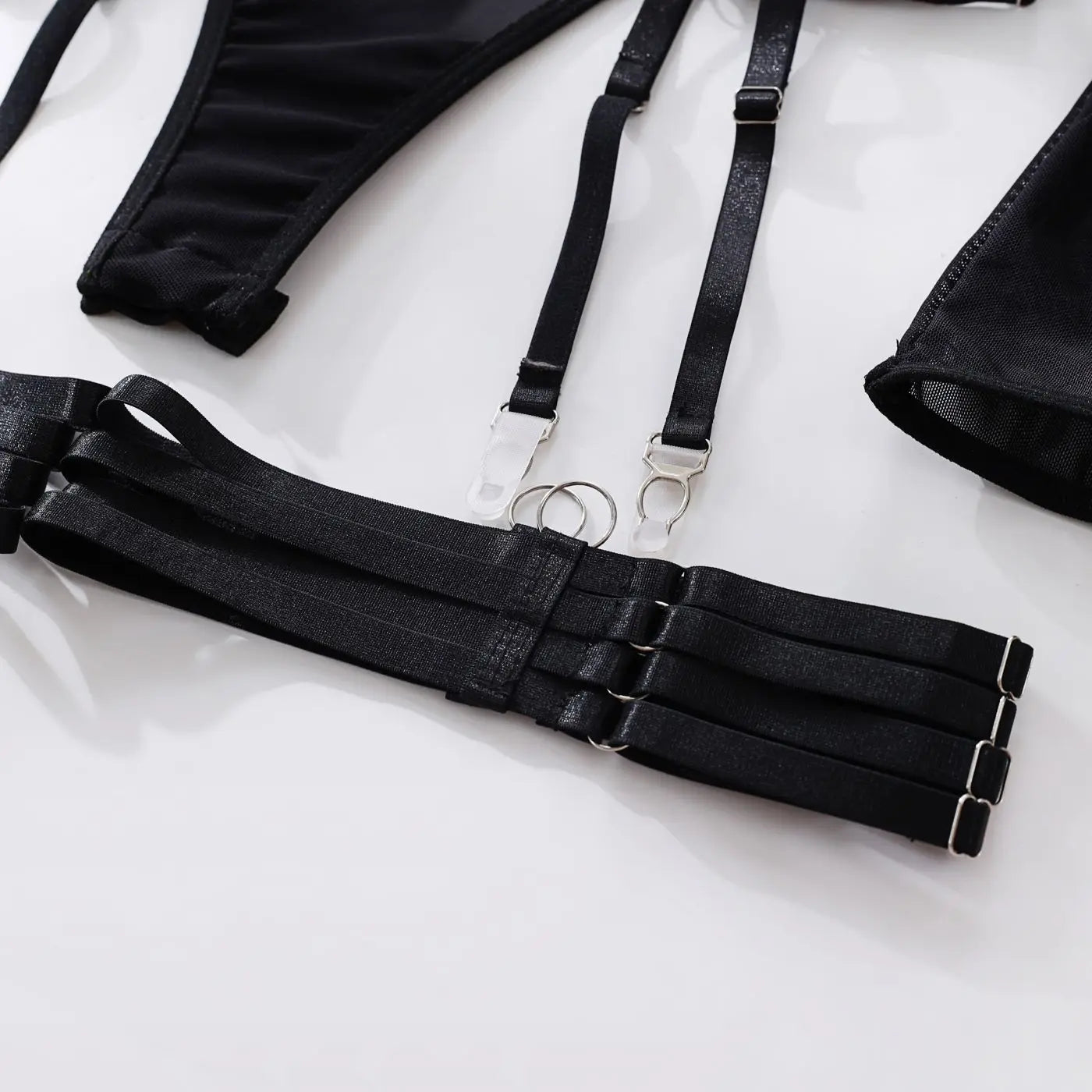 Ellolace Tight Fitting Lace Bodysuit Sexy See Through Erotic Body With Gloves Garter Night Club Outfit Sissy Crotchless Mesh Top