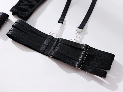 Ellolace Tight Fitting Lace Bodysuit Sexy See Through Erotic Body With Gloves Garter Night Club Outfit Sissy Crotchless Mesh Top