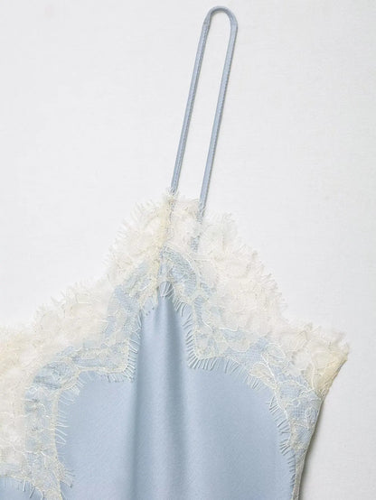 HH Sexy Women Asymmetrical Lace Slip Tops Summer Female Backless Sleeveless Off Shoulder Underwear Tanks Elegant Beach Camisole